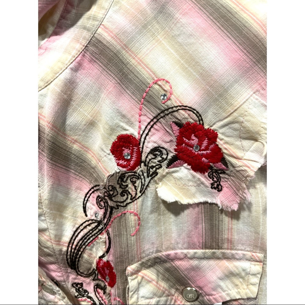 Country Royalty Snap front embroidered with rhinestones cotton shirt Medium - Picture 4 of 9